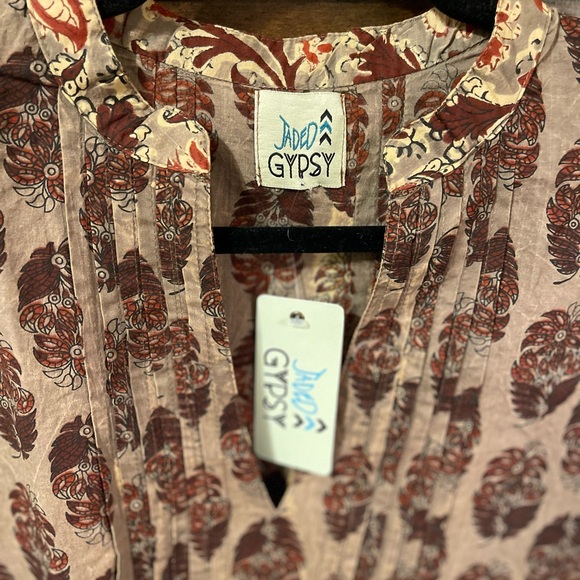 Jaded Gypsy Victoria Distress Printed Cotton Popover Tunic - Picture 2 of 4